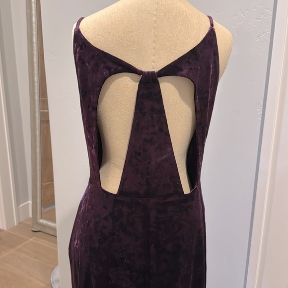 Calvin Klein Crushed Velvet Maxi Evening Gown Womens 14 Purple Festive Party - Picture 5 of 11